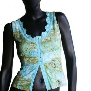 Silvergate Floral Tank  w. Lace trim Size S